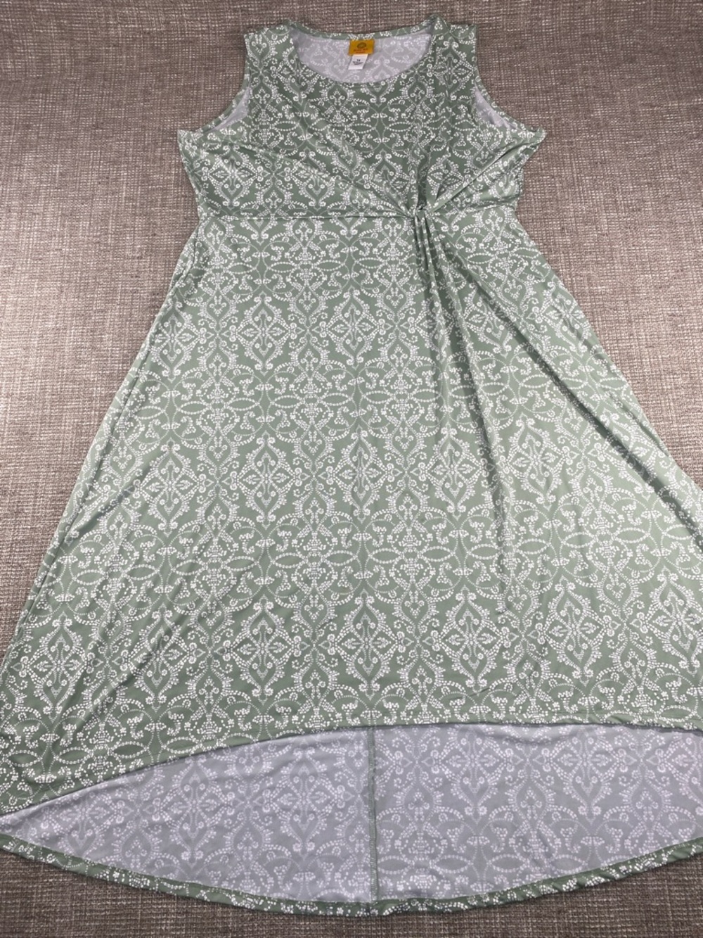 Ruby Rd. Sleeveless High-Low Dress in Sage Green and White